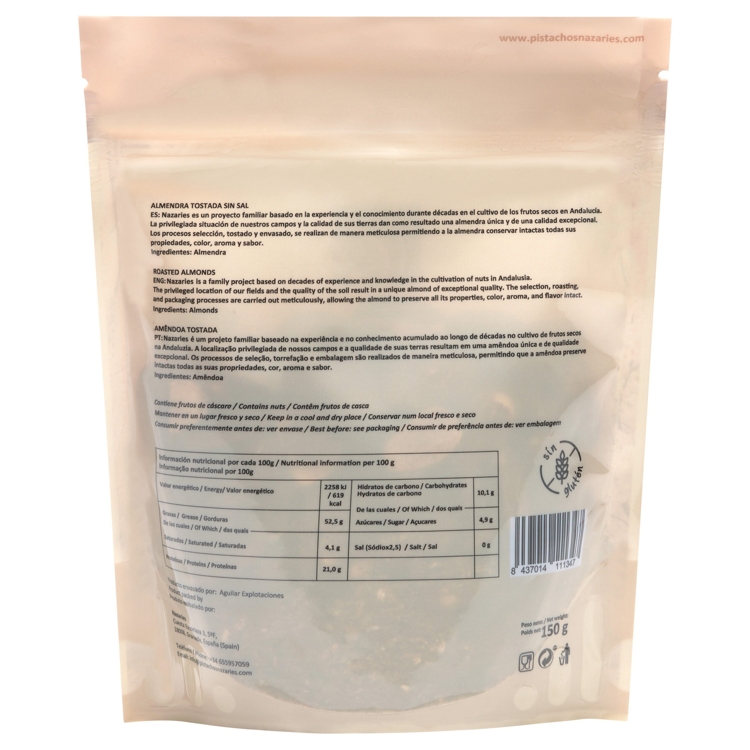 Bolsa Almendra Selección 150g tostada SIN SAL - Imagen 2